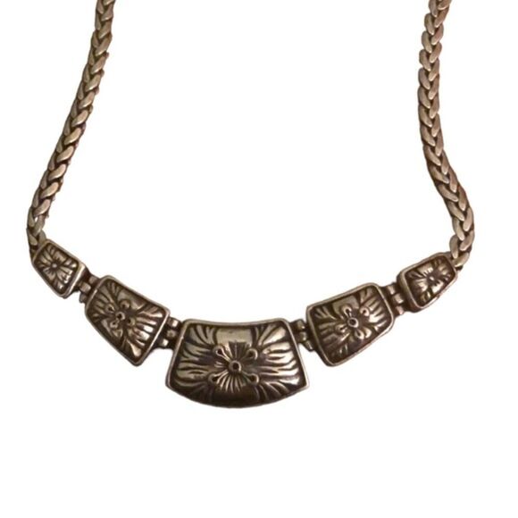 Silver Toned Flower Charm Link Necklace - Picture 12 of 16